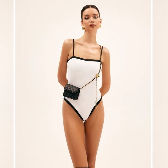 Commense Contrast Binding Basic One Piece Swimsuit NWT - Picture 5 of 8